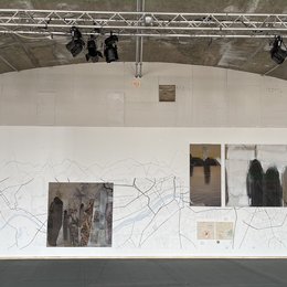 Genius Loci – The Soul of Frankfurt | 350 × 1500 cm | Cartographic Drawing with Inlaid Paintings | Front View | 15 August 2025