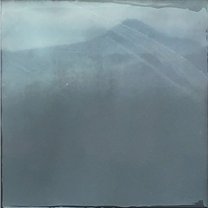 Hegau Twilight 1 - 15x15x4 cm | mixed media on wood