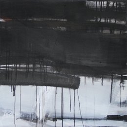 Silver Landscape 9 - 80x80 cm | mixed media